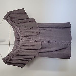 Off the shoulder dark grey shirt